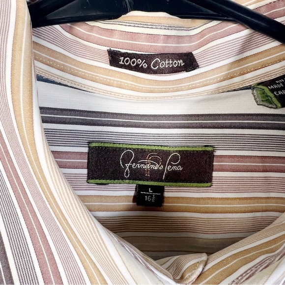 FERNANDO PENA Men's Size Large Button Down Shirt Cotton Stripped - Picture 4 of 5